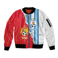 Custom Argentina Spain Football 2026 Sleeve Zip Bomber Jacket La Albiceleste La Roja Together