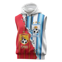 Custom Argentina Spain Football 2026 Sleeveless Hoodie La Albiceleste La Roja Together