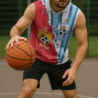 Custom Argentina Spain Football 2026 Sleeveless Hoodie La Albiceleste La Roja Together