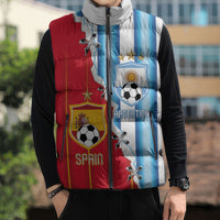 Custom Argentina Spain Football 2026 Sleeveless Puffer Jacket La Albiceleste La Roja Together