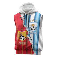 Custom Argentina Spain Football 2026 Sleeveless Zip Hoodie La Albiceleste La Roja Together