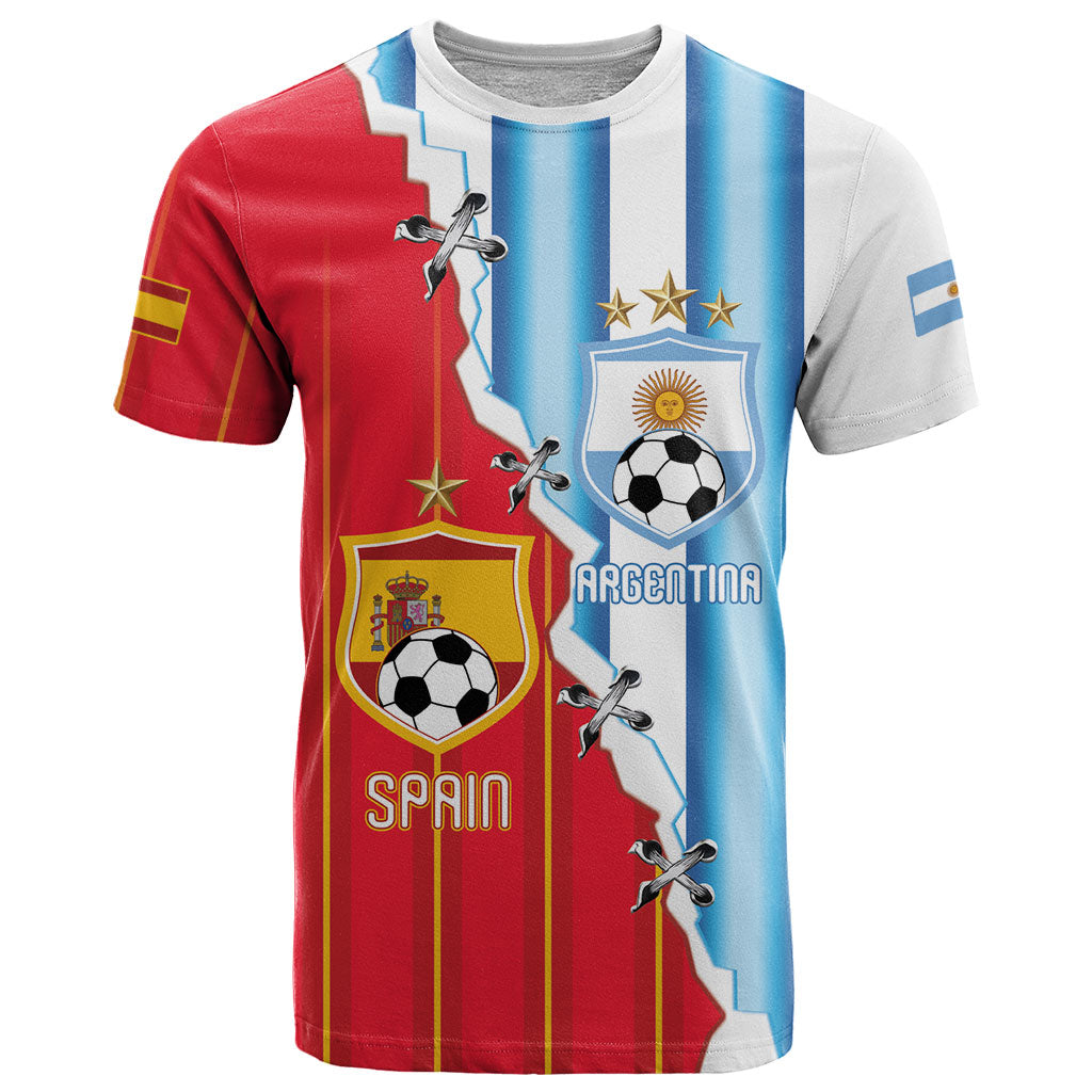 Custom Argentina Spain Football 2026 T Shirt La Albiceleste La Roja Together