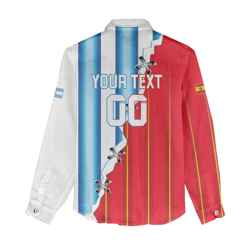 Custom Argentina Spain Football 2026 Women Casual Shirt La Albiceleste La Roja Together