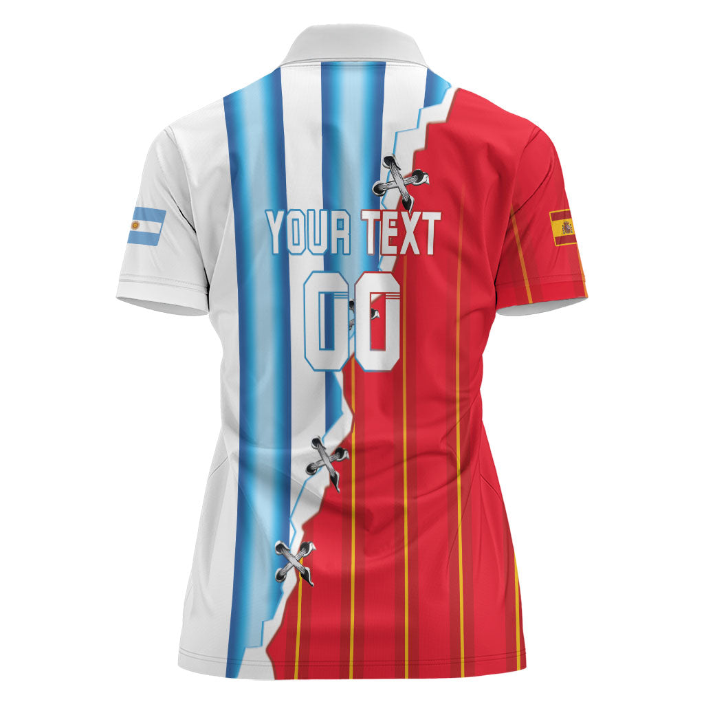 Custom Argentina Spain Football 2026 Women Polo Shirt La Albiceleste La Roja Together