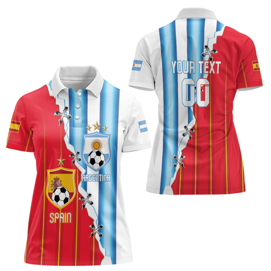 Custom Argentina Spain Football 2026 Women Polo Shirt La Albiceleste La Roja Together