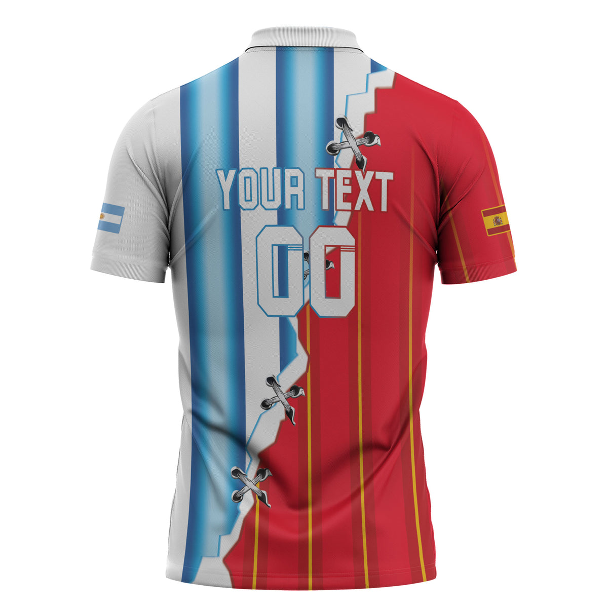 Custom Argentina Spain Football 2026 Zipper Polo Shirt La Albiceleste La Roja Together