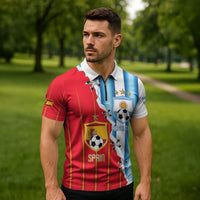 Custom Argentina Spain Football 2026 Zipper Polo Shirt La Albiceleste La Roja Together