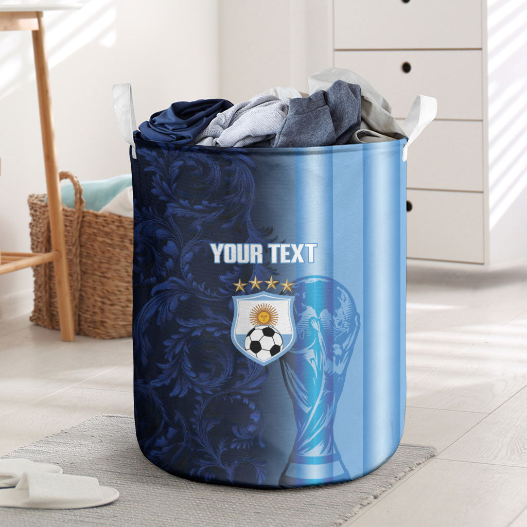 Custom Argentina World Football 2026 Laundry Basket La Albiceleste 4th Champion Proud