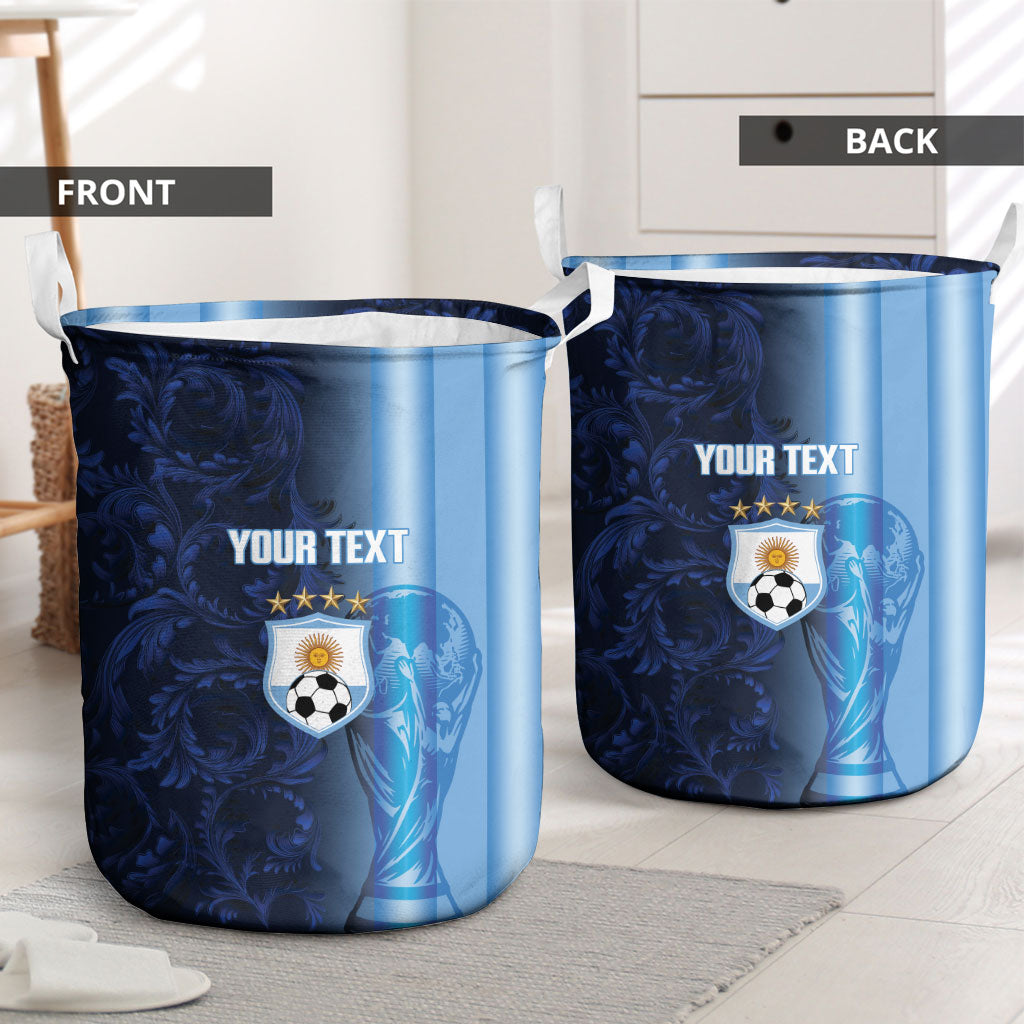 Custom Argentina World Football 2026 Laundry Basket La Albiceleste 4th Champion Proud