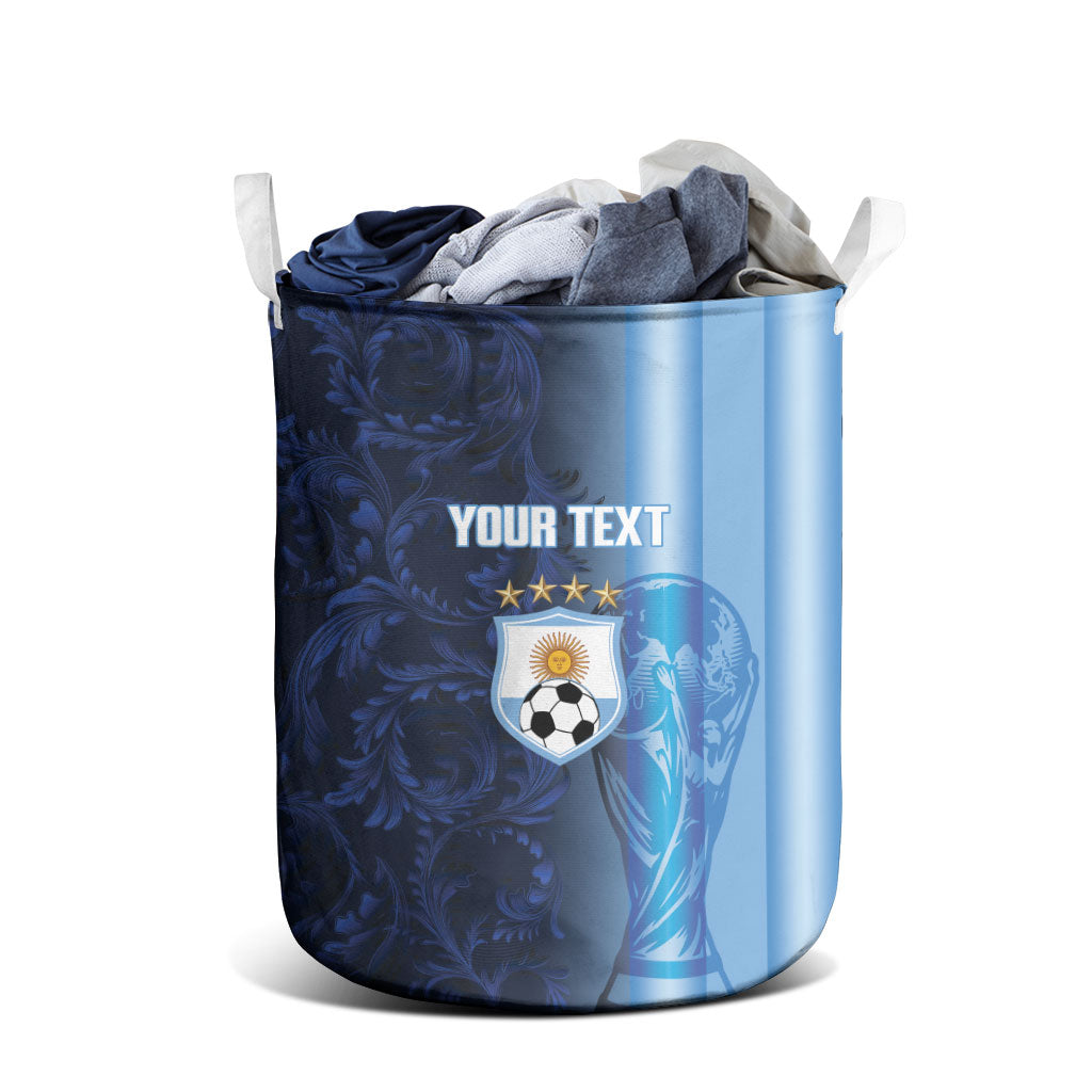 Custom Argentina World Football 2026 Laundry Basket La Albiceleste 4th Champion Proud