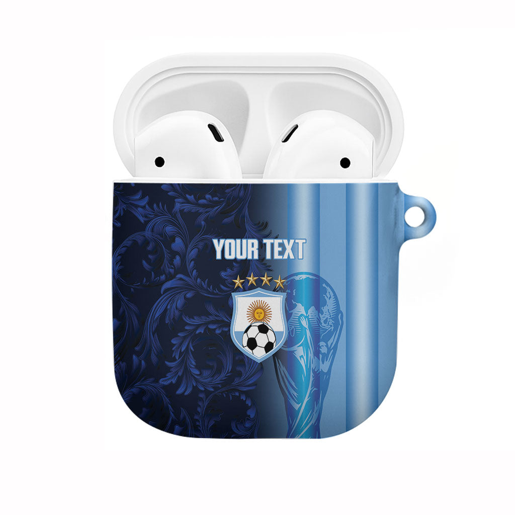 Custom Argentina World Football 2026 AirPods Case La Albiceleste 4th Champion Proud