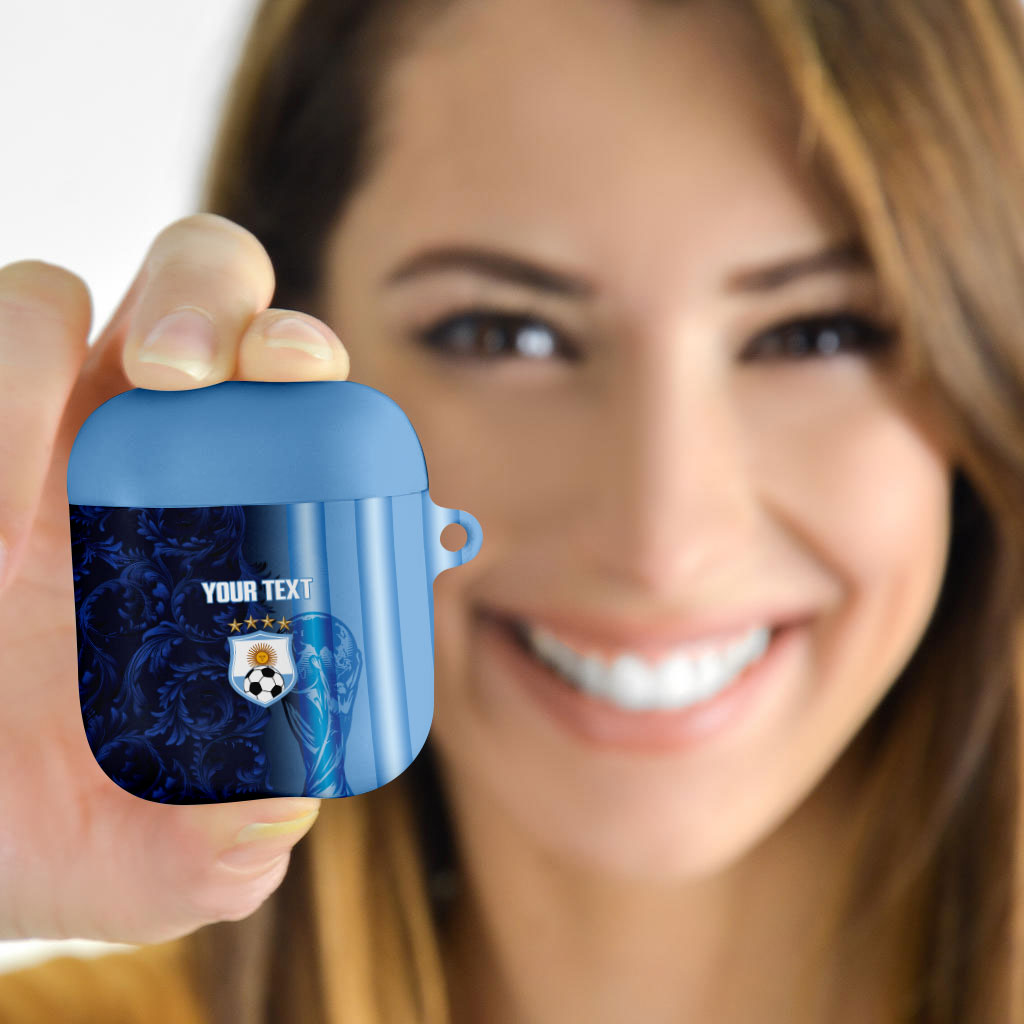 Custom Argentina World Football 2026 AirPods Case La Albiceleste 4th Champion Proud