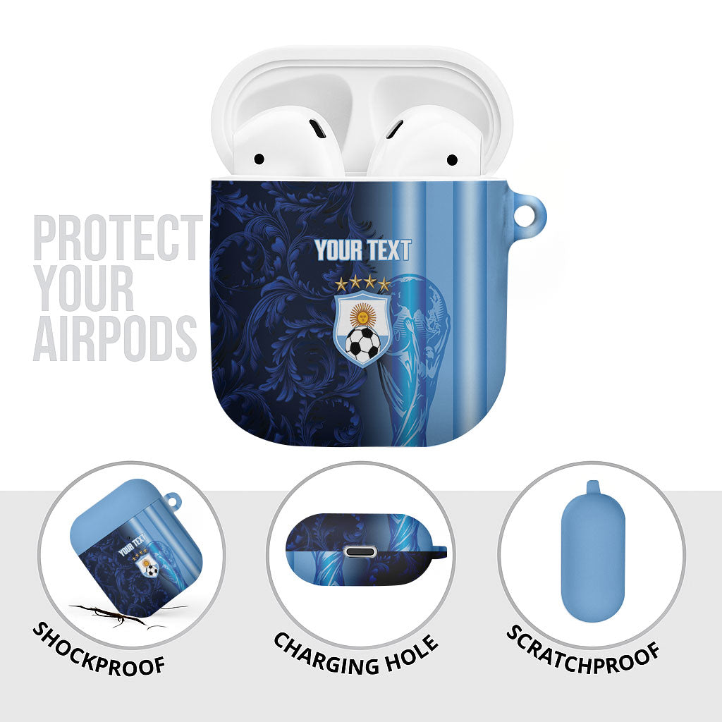 Custom Argentina World Football 2026 AirPods Case La Albiceleste 4th Champion Proud