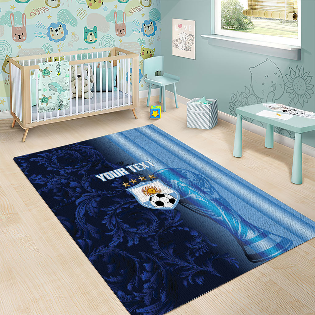 Custom Argentina World Football 2026 Area Rug La Albiceleste 4th Champion Proud