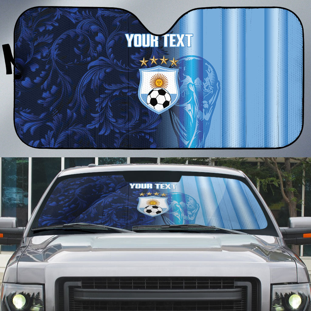 Custom Argentina World Football 2026 Auto Sun Shade La Albiceleste 4th Champion Proud