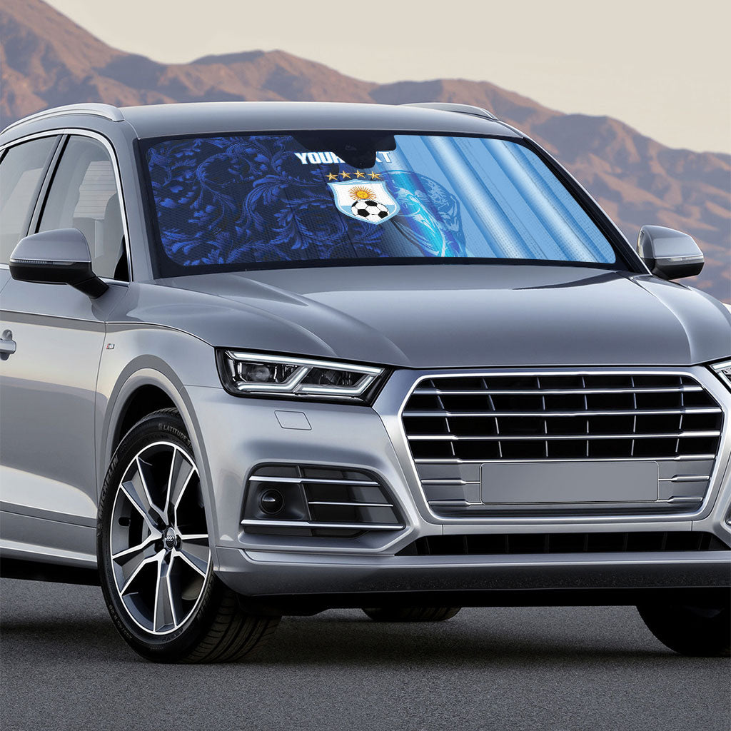 Custom Argentina World Football 2026 Auto Sun Shade La Albiceleste 4th Champion Proud