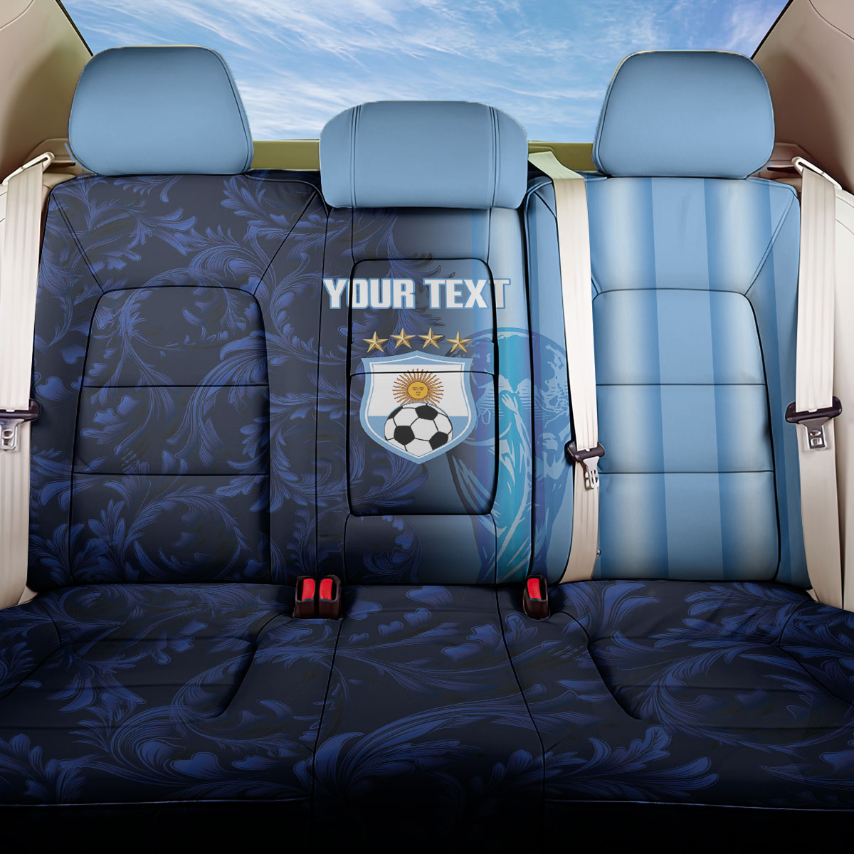 Custom Argentina World Football 2026 Back Car Seat Cover La Albiceleste 4th Champion Proud