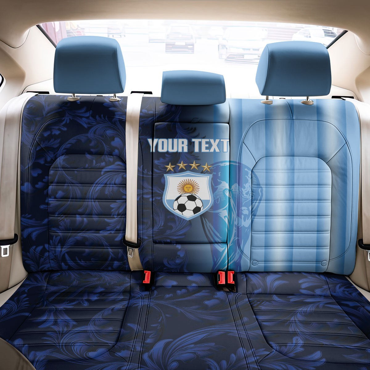 Custom Argentina World Football 2026 Back Car Seat Cover La Albiceleste 4th Champion Proud