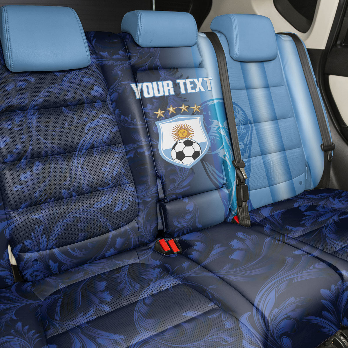 Custom Argentina World Football 2026 Back Car Seat Cover La Albiceleste 4th Champion Proud
