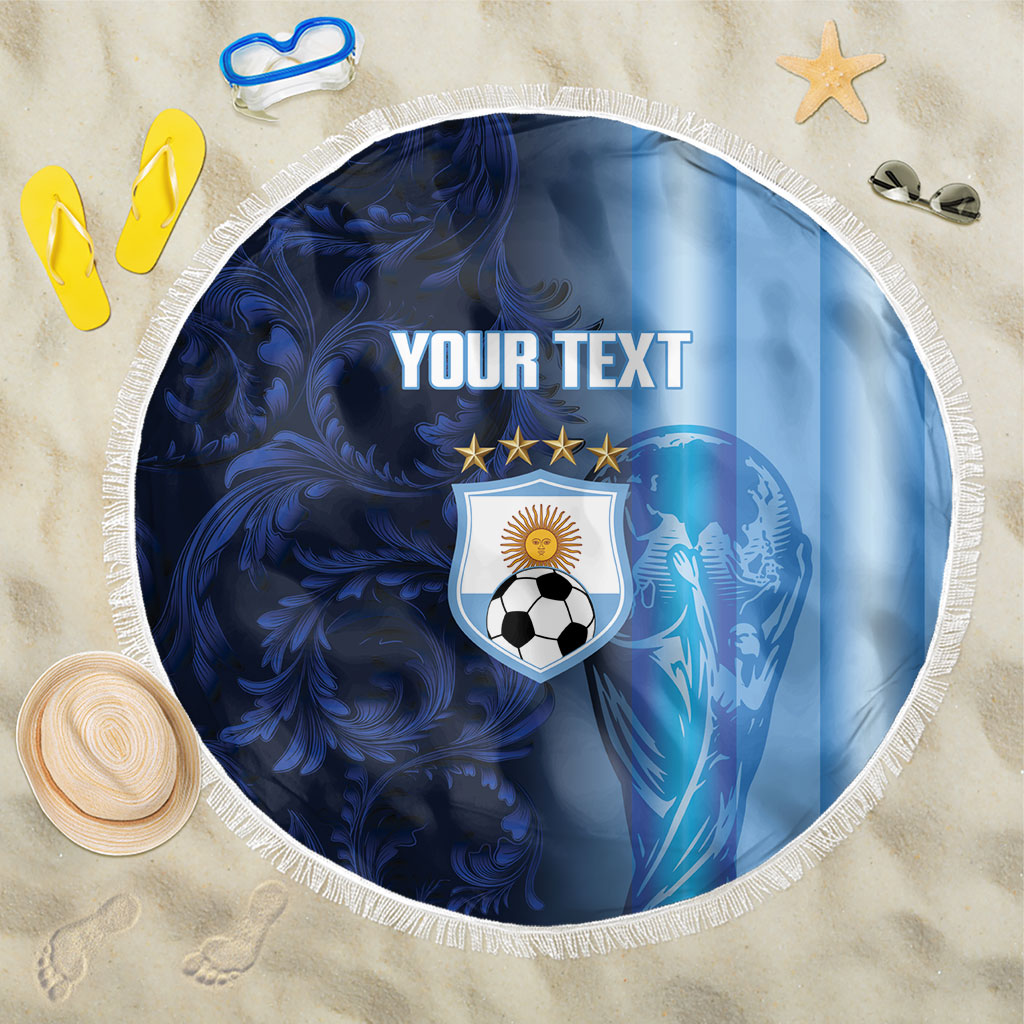 Custom Argentina World Football 2026 Beach Blanket La Albiceleste 4th Champion Proud
