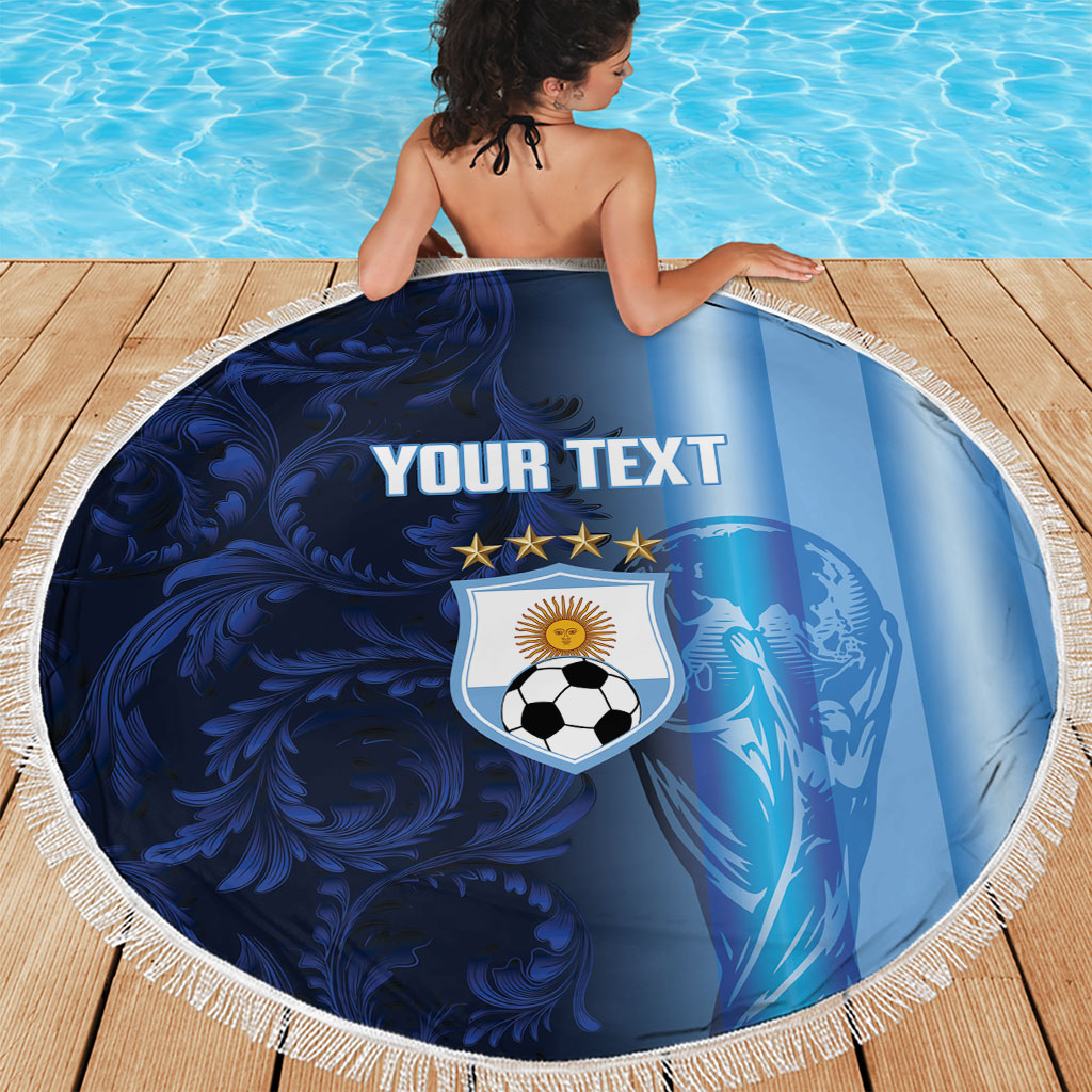 Custom Argentina World Football 2026 Beach Blanket La Albiceleste 4th Champion Proud