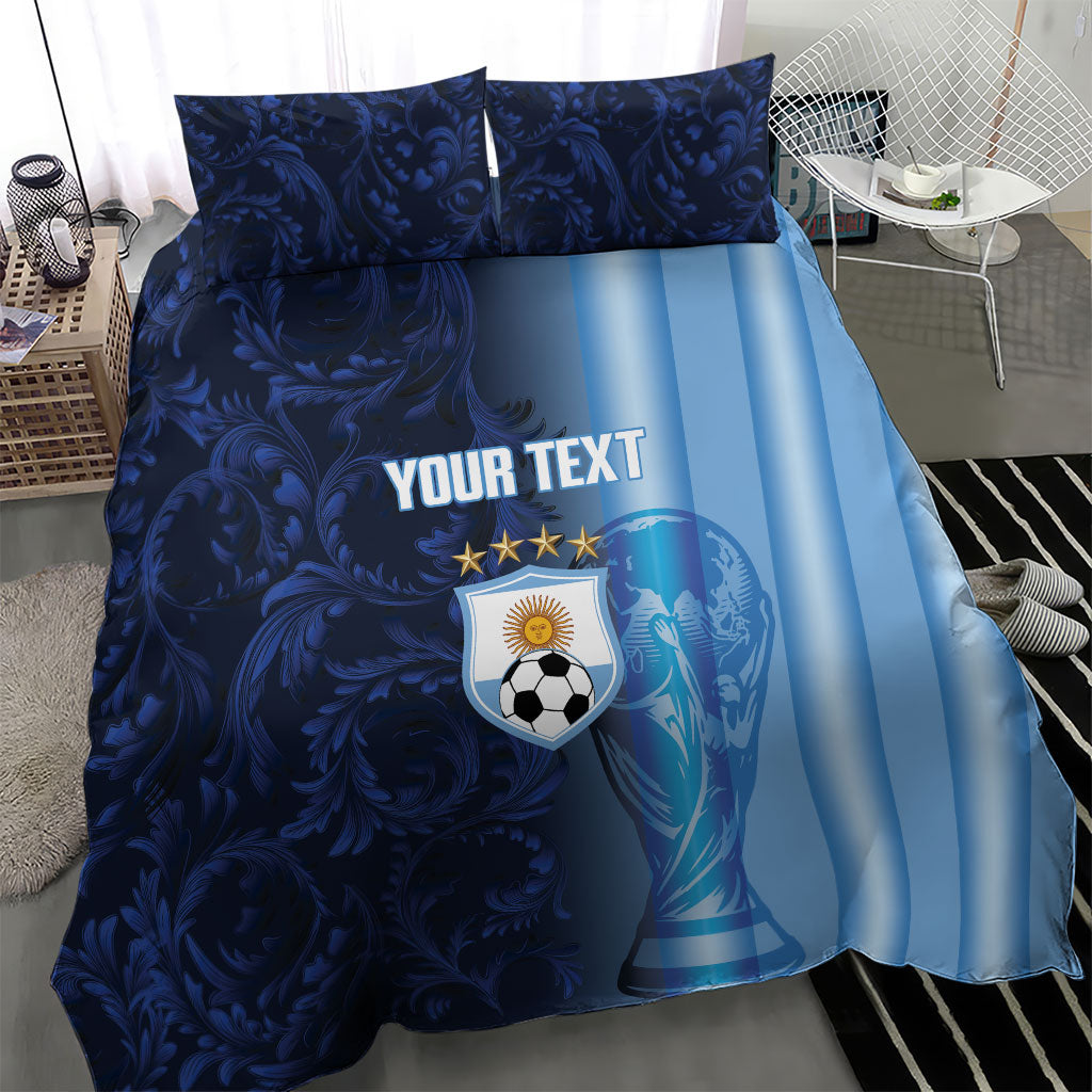 Custom Argentina World Football 2026 Bedding Set La Albiceleste 4th Champion Proud
