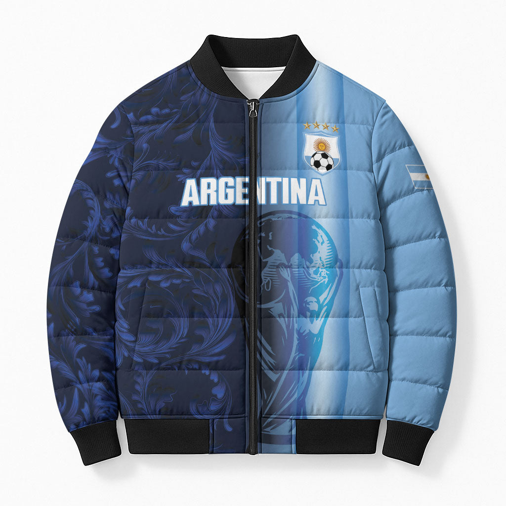 Custom Argentina World Football 2026 Bomber Puffer Jacket La Albiceleste 4th Champion Proud