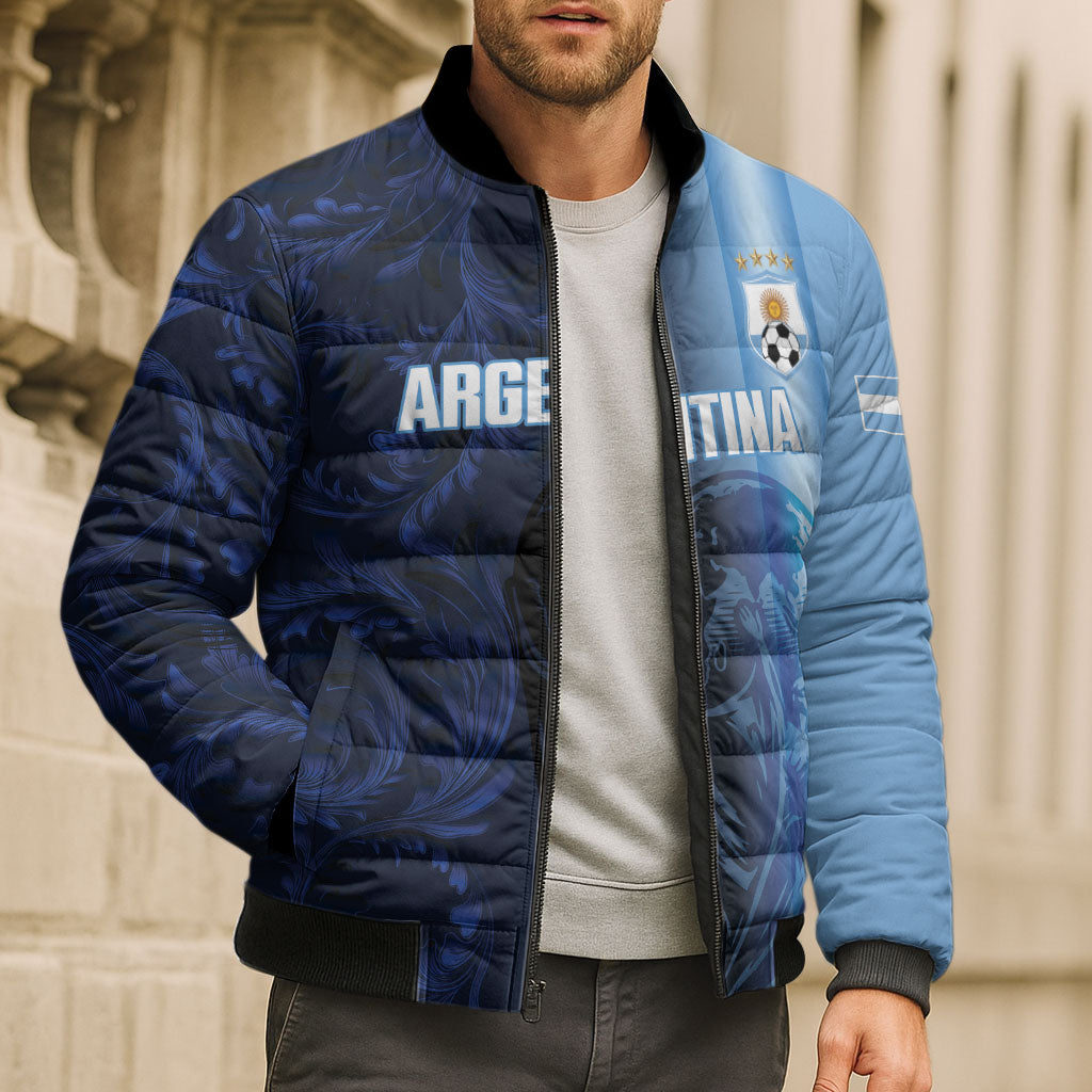 Custom Argentina World Football 2026 Bomber Puffer Jacket La Albiceleste 4th Champion Proud