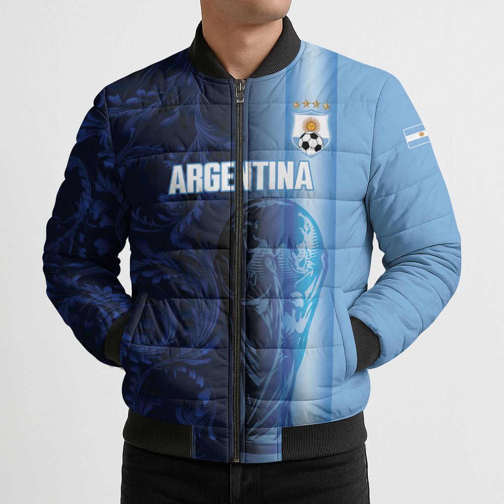 Custom Argentina World Football 2026 Bomber Puffer Jacket La Albiceleste 4th Champion Proud
