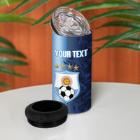 Custom Argentina World Football 2026 4 in 1 Can Cooler Tumbler La Albiceleste 4th Champion Proud