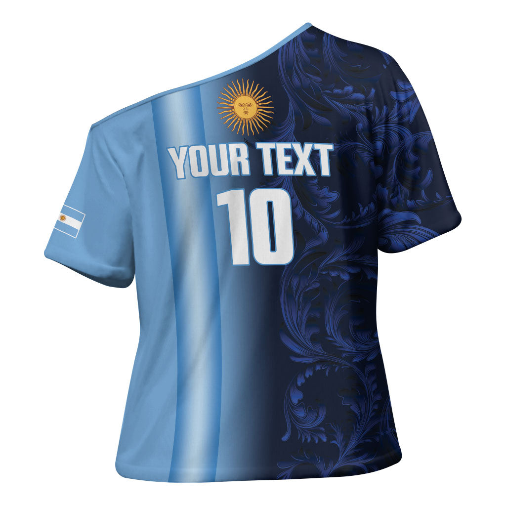Custom Argentina World Football 2026 Cross Shoulder Shirt La Albiceleste 4th Champion Proud