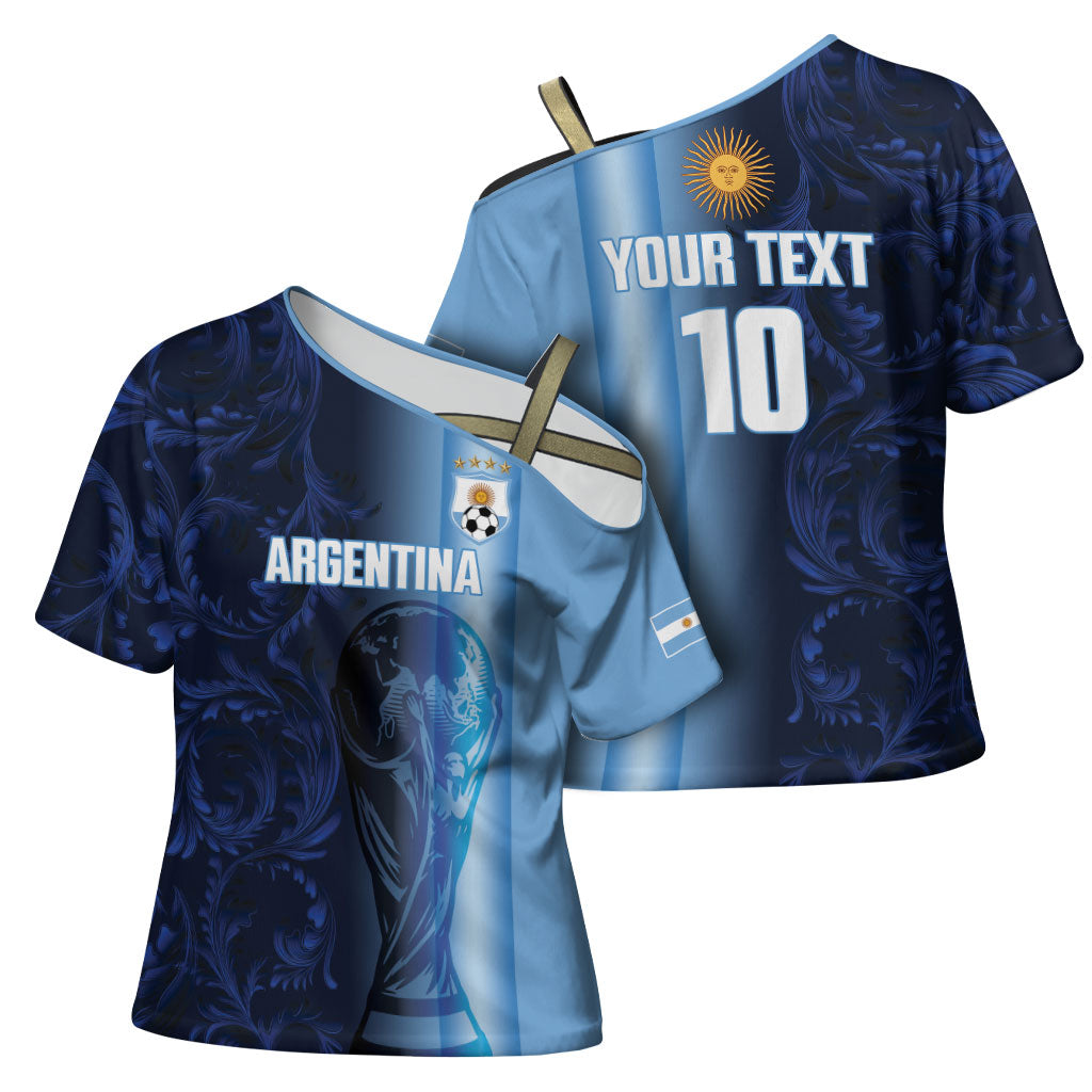 Custom Argentina World Football 2026 Cross Shoulder Shirt La Albiceleste 4th Champion Proud