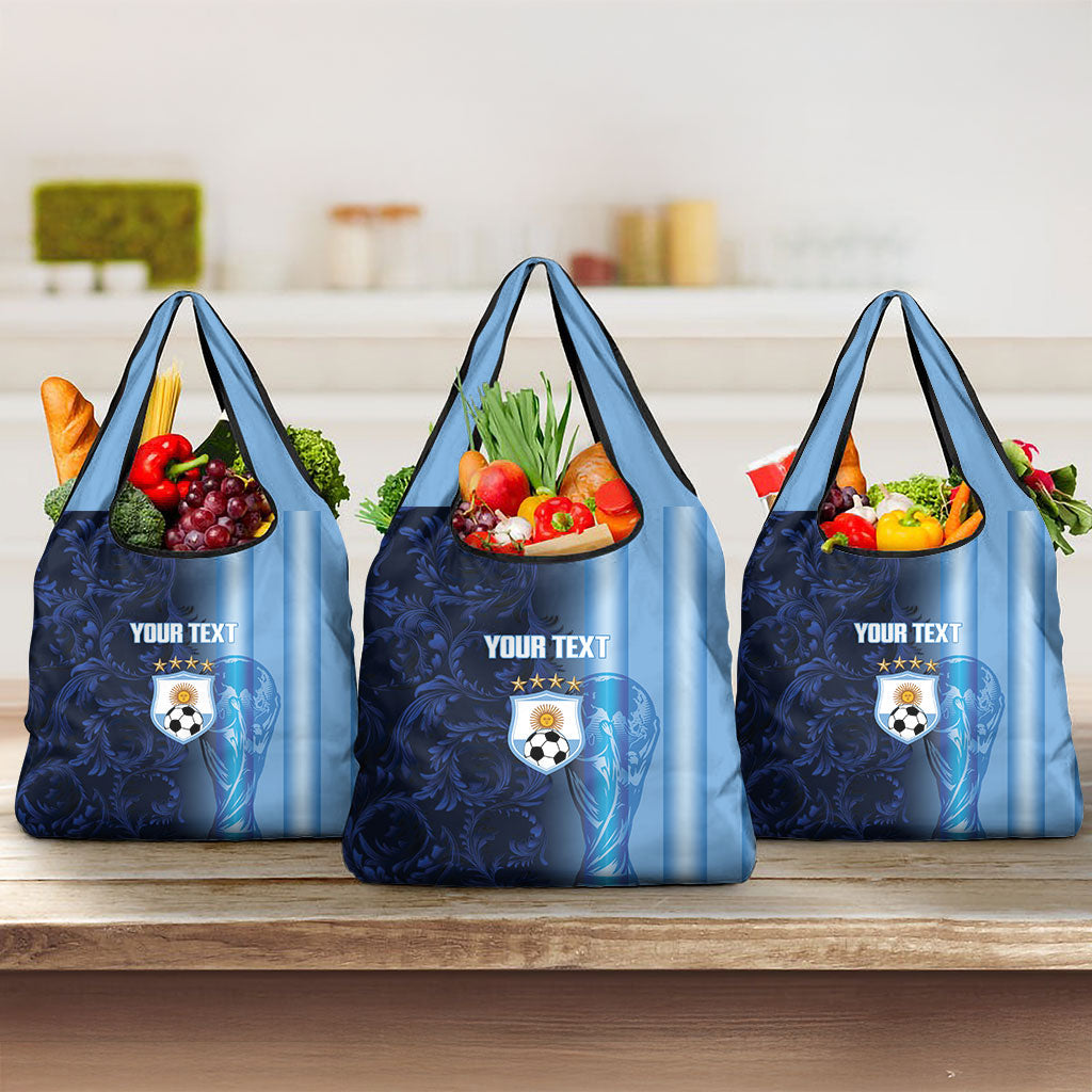 Custom Argentina World Football 2026 Grocery Bag La Albiceleste 4th Champion Proud