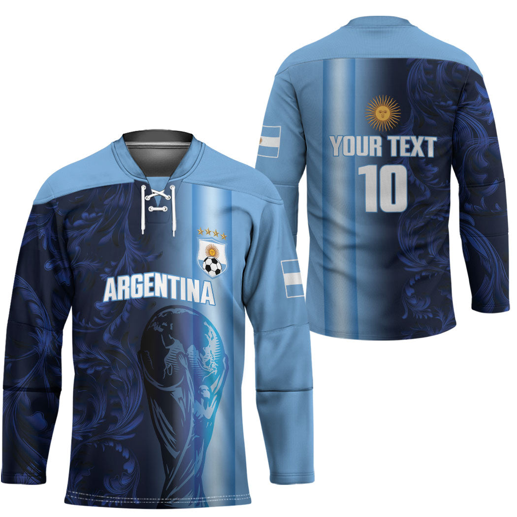 Custom Argentina World Football 2026 Hockey Jersey La Albiceleste 4th Champion Proud
