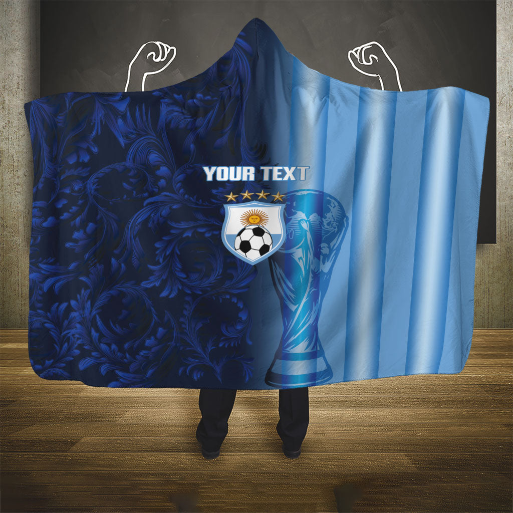 Custom Argentina World Football 2026 Hooded Blanket La Albiceleste 4th Champion Proud