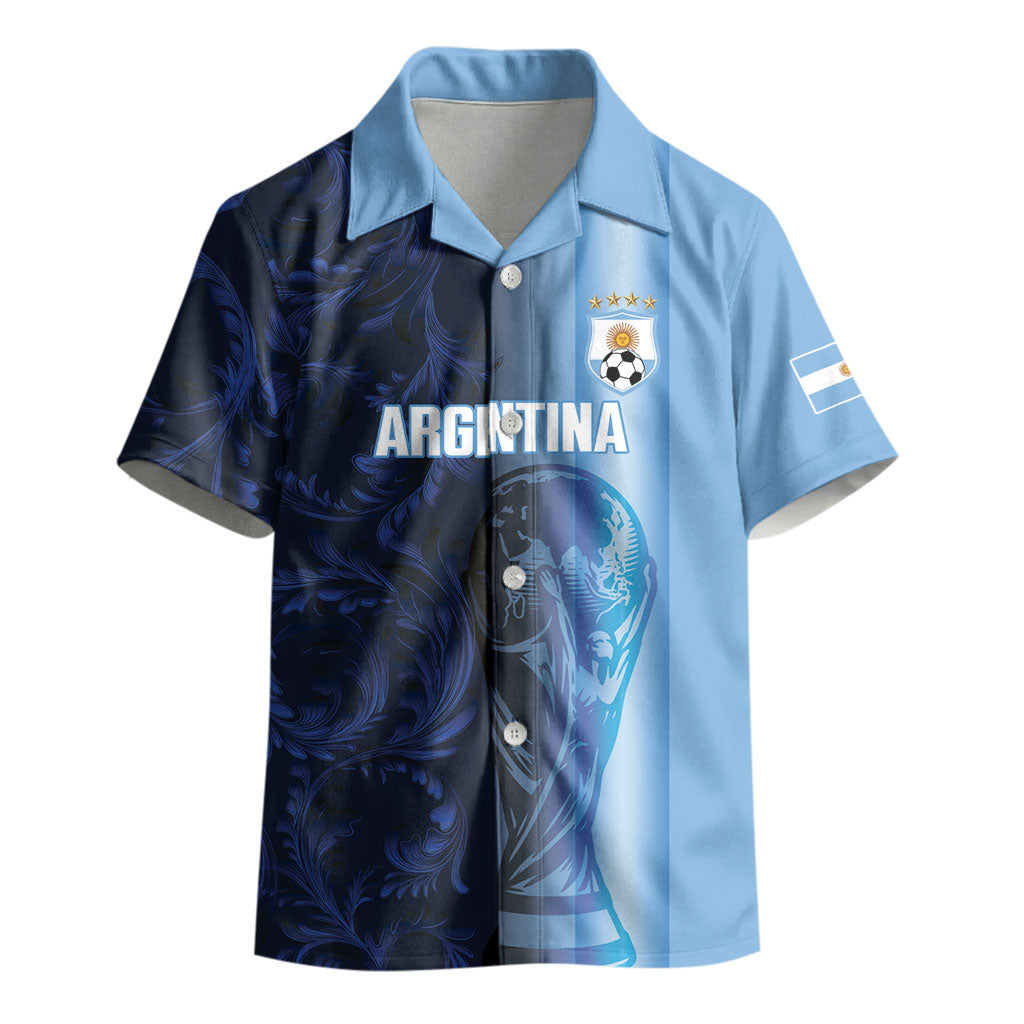 Custom Argentina World Football 2026 Kid Hawaiian Shirt La Albiceleste 4th Champion Proud