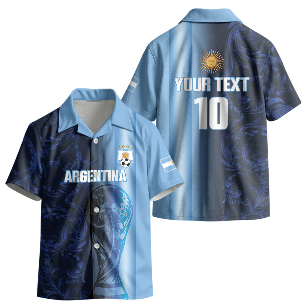 Custom Argentina World Football 2026 Kid Hawaiian Shirt La Albiceleste 4th Champion Proud