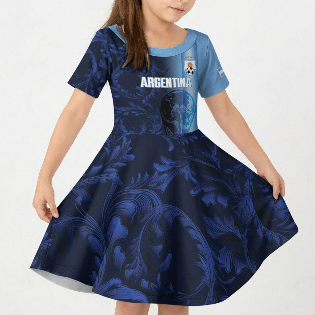 Custom Argentina World Football 2026 Kid Short Sleeve Dress La Albiceleste 4th Champion Proud