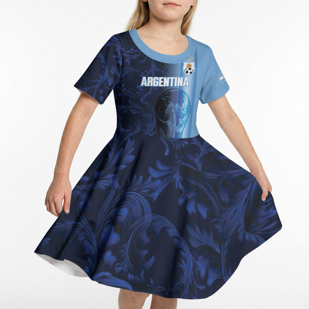 Custom Argentina World Football 2026 Kid Short Sleeve Dress La Albiceleste 4th Champion Proud