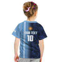 Custom Argentina World Football 2026 Kid T Shirt La Albiceleste 4th Champion Proud
