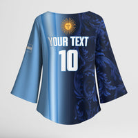 Custom Argentina World Football 2026 Kimono Sleeve Blouse La Albiceleste 4th Champion Proud