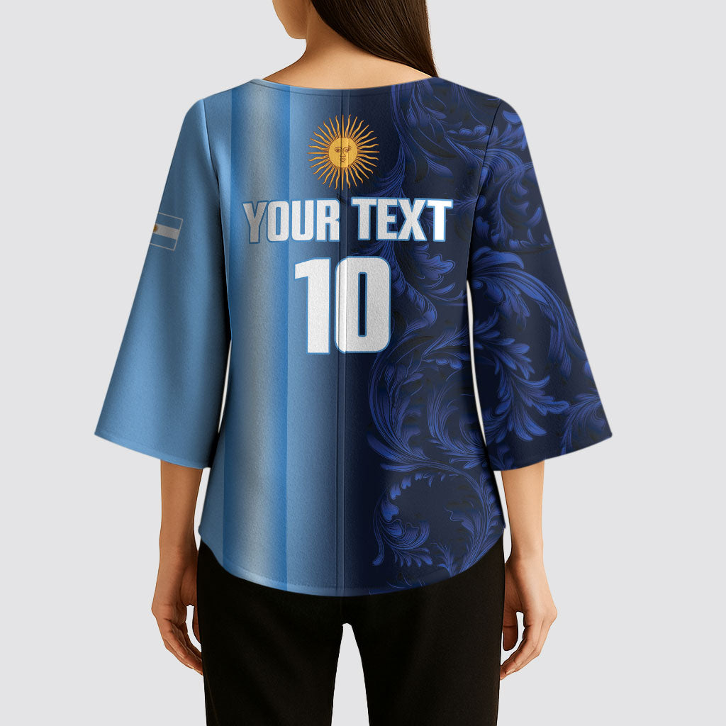 Custom Argentina World Football 2026 Kimono Sleeve Blouse La Albiceleste 4th Champion Proud