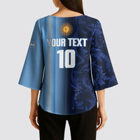 Custom Argentina World Football 2026 Kimono Sleeve Blouse La Albiceleste 4th Champion Proud