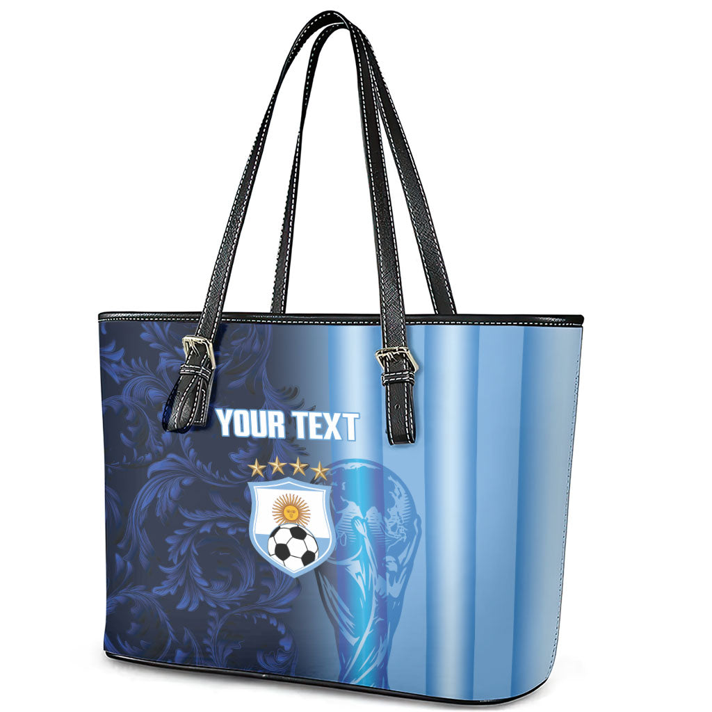 Custom Argentina World Football 2026 Leather Tote Bag La Albiceleste 4th Champion Proud