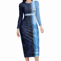 Custom Argentina World Football 2026 Long Sleeve Bodycon Dress La Albiceleste 4th Champion Proud