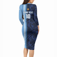 Custom Argentina World Football 2026 Long Sleeve Bodycon Dress La Albiceleste 4th Champion Proud