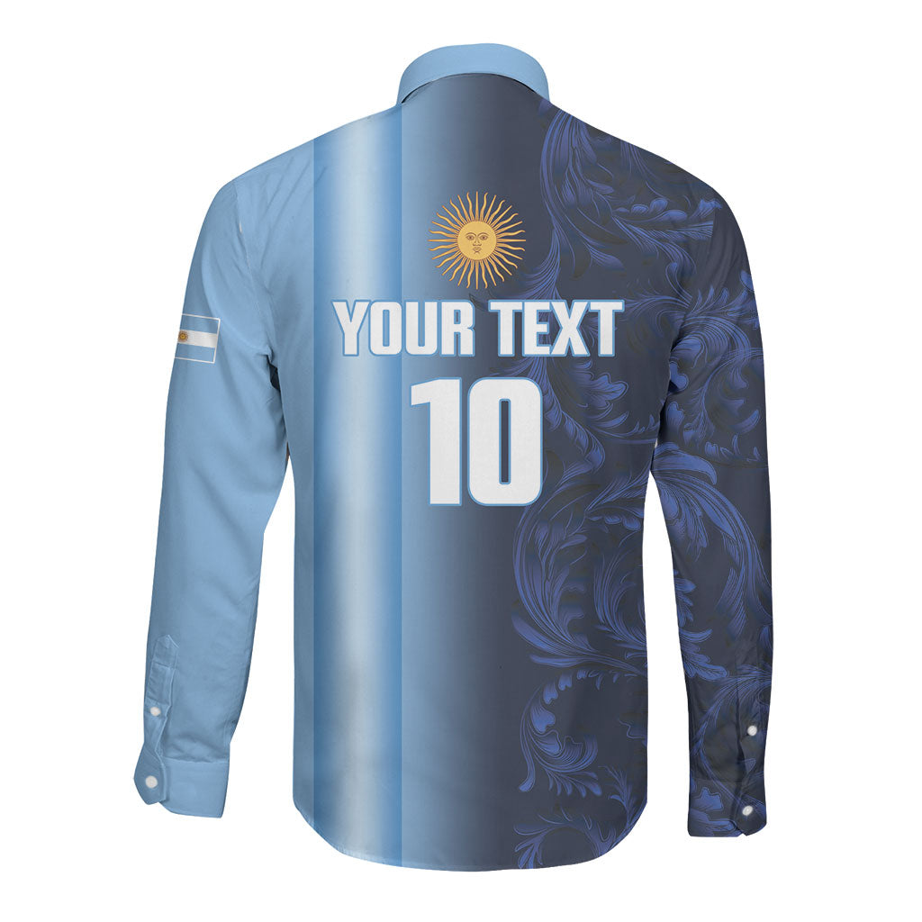 Custom Argentina World Football 2026 Long Sleeve Button Shirt La Albiceleste 4th Champion Proud