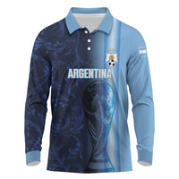 Custom Argentina World Football 2026 Long Sleeve Polo Shirt La Albiceleste 4th Champion Proud