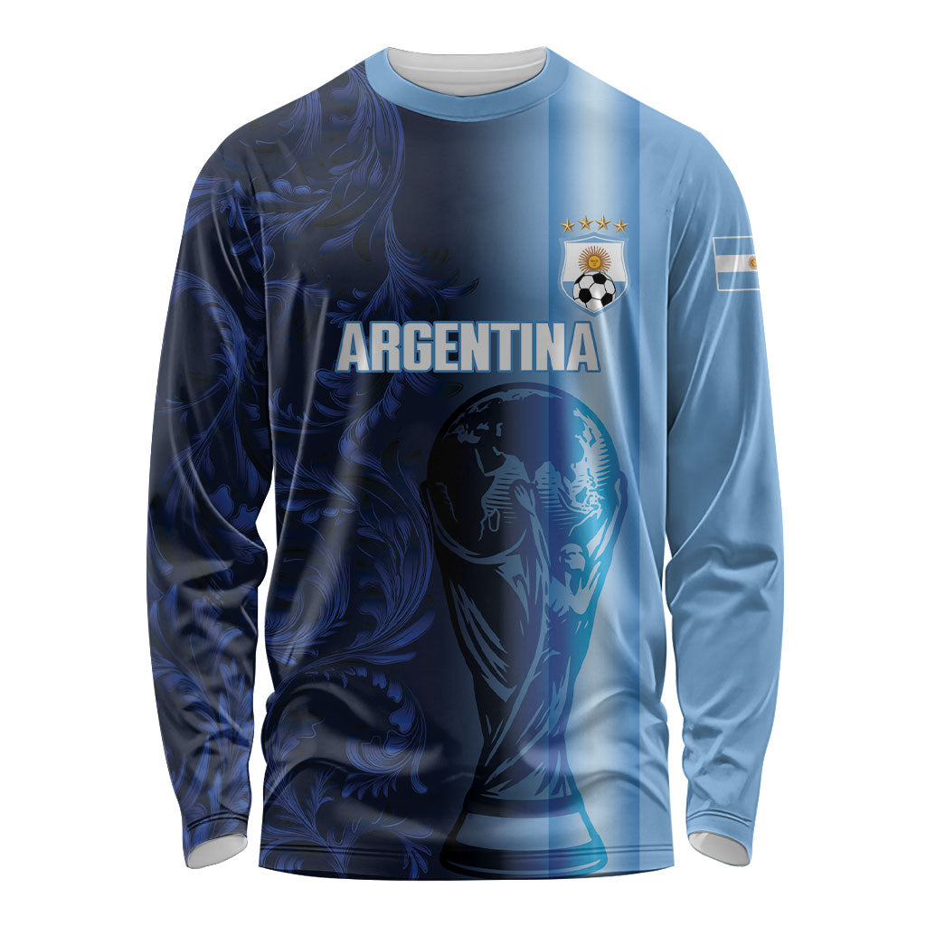 Custom Argentina World Football 2026 Long Sleeve Shirt La Albiceleste 4th Champion Proud