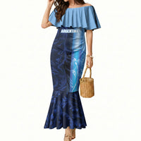 Custom Argentina World Football 2026 Mermaid Dress La Albiceleste 4th Champion Proud